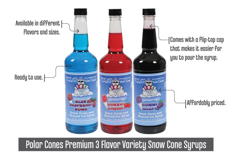 Best Syrup For Snow Cones_PolarConesPremium3FlavorVarietySnowConeSyrups